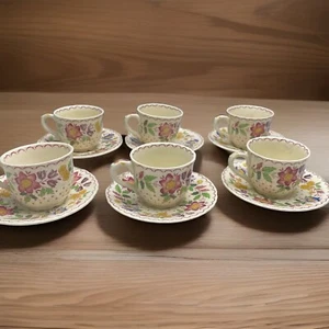Juego (6) tazas y platillos DEMITASSE Mason’s Ironstone Arbor English China - Imagen 1 de 12