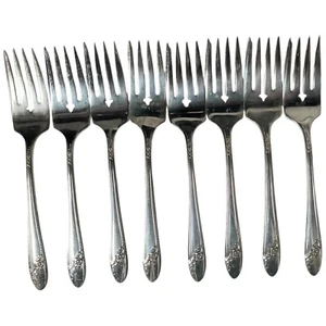 1946 Oneida Community Tudor Plate QUEEN BESS Salad Forks Clover Pierce 8 6-1-2" - Picture 1 of 8