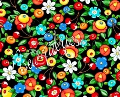 Original Mary Engelbreit Fried Egg Flower Fabric & Red Cherries Quilting Cotton - Image 1 of 2