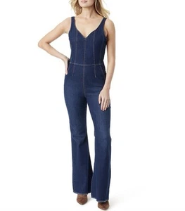 New Colleen Smocked Back Denim Flare Leg Jumpsuit Jessica Simpson size 27 - Picture 1 of 10