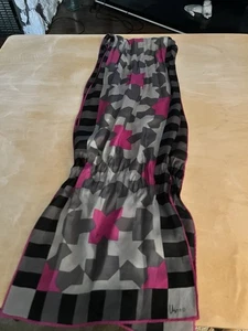 Vera Neumann Bufanda Vintage Geométrica Op Art Rosa Gris Negro Enrollado a Mano Firmado V - Imagen 1 de 7