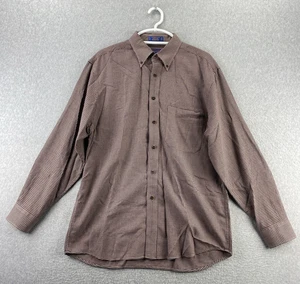 Pendleton L braun Hahnentritt Canterbury Stoff Knopf Hemd LS Baumwolle Wolle Herren - Bild 1 von 8