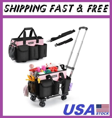 Rolling Cleaning Caddy, Cleaning Supplies Organizer with Trolley, Wearable - Image 1 of 4