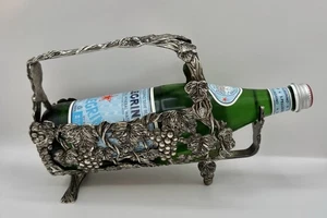 Portabotellas de Vino Vintage Servidor Plateado Coleccionable Vid MCM  - Imagen 1 de 9