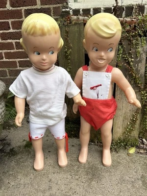 Винтажные коричневые манекены Buster витрина магазина реклама куклы мальчик/девочка 25"" - Изображение 1 из 4