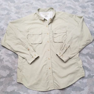 Exofficio Top Womens Large Green Pockets Long Sleeve Button-Up Outdoors Fishing - Picture 1 of 14