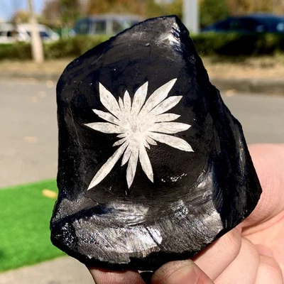 349G Natural Chrysanthemum Stone Quartz Carving Halo Treatment Gift - Image 1 of 4