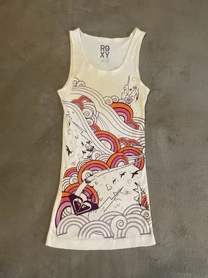 Vintage Y2K Roxy White Tank Top Size L Surfer Skater Beach Frutiger Metro - Image 1 of 4