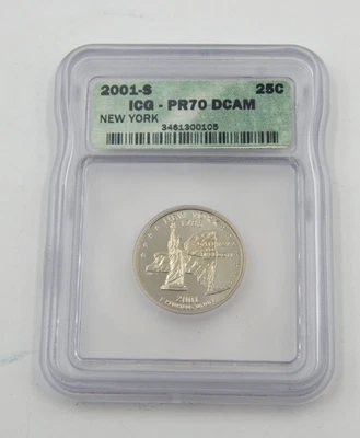 2001 S Clad Proof New York State Quarter - ICG PR 70 DCAM - Image 1 of 2