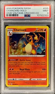 PSA 9 - CHARIZARD - 025/185 - VIVID VOLTAGE DECK POKEMON CRACKED ICE FOIL - 3A - Picture 1 of 4