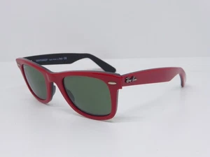 Ray-Ban Wayfarer RB 2140 955 47 Red Black w/Green G15 lens RayBan - Foto 1 di 15