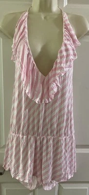 Victorias Secret CoverUp Mameluco de Playa Corto Algodón Espalda Abierta Blanco Rosa M Foto 1 de 4