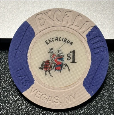 (AGUDO) FICHA DE PÓQUER DE CASINO EXCALIBUR DE $1 FICHA DE JUEGO LAS VEGAS NEVADA Foto 1 de 3