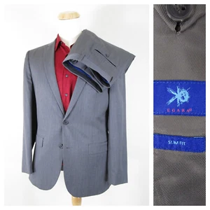Egara Mens Solid Light Gray Two Button Slim Fit Wool Suit Size 42L Pants 36 X 34 - Picture 1 of 14