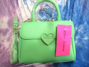 Betsey Johnson GREEN Poppy Satchel With Chain List NWT - Picture 1 of 10