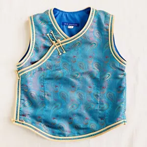 Girls Vest Silk Sleeveless Asian Costume Fashion Paisley Vneck Medium 7 - 8 - Picture 1 of 3