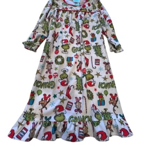 Dr. Seuss The Grinch Girls 3T Nightgown Christmas Long Sleeve Pajamas flannel - Picture 1 of 10