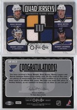 2007 O-Pee-Chee Quad Jerseys Manny Legace Doug Weight Brad Boyes Barret Jackman
