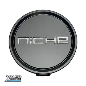 Niche Snap In Wheel Center Cap Matte Black w/Matte Gunmetal Logo 1007-22-05MBV - Picture 1 of 3