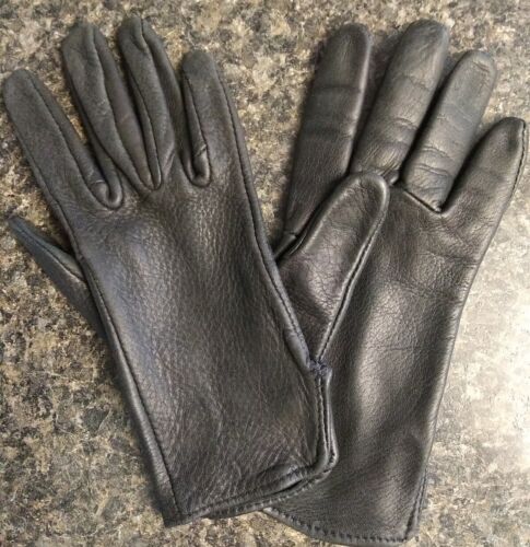 Women's S Vintage Black Leather Riding Driving Biker Gloves