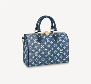 Bolso bandolera LOUIS VUITTON Speedy 25 azul mezclilla M59609 auténtico LV nuevo - Imagen 1 de 12