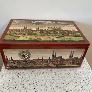 Vintage E. Otto Schmidt grande scatola di latta biscotti W. Germania Norimberga 12,5" - Foto 1 di 23