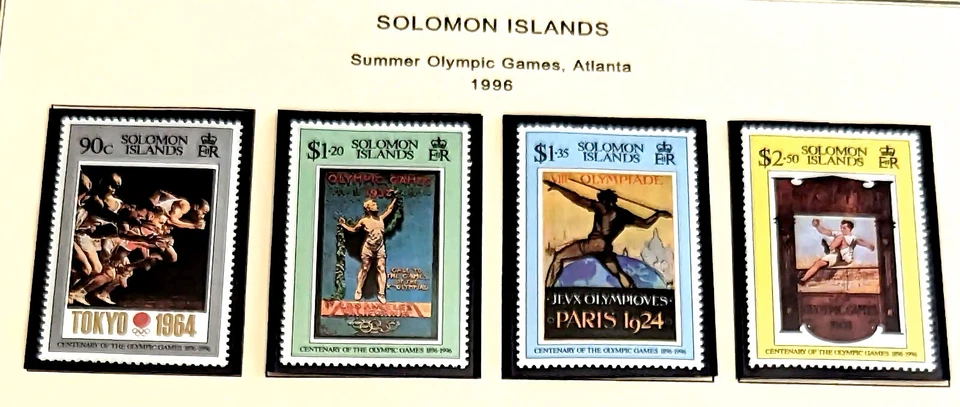 1996 Summer Olympic Games Atlanta, USA Hist. Posters Solomon Islands Mint Stamps - Image 1 of 1