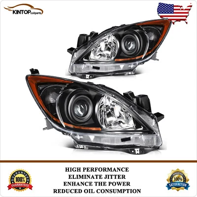 Conjunto de faros para 10 11 12 13 Mazda 3 (5 velocidades) negro con par ámbar Foto 1 de 4