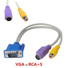 PC 15 Pin VGA Male to TV S-Video/RCA Female AV OUT Adapter Cable Yellow P4F2
