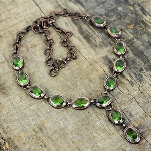 Mothers day Sale Green Amethyst Stone Copper Wife Chain Electroformed Necklace - Picture 1 of 6