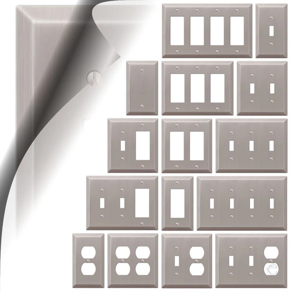 Century Brushed Nickel Switch Plate Cover Metal Wallplate - Image 1 of 1