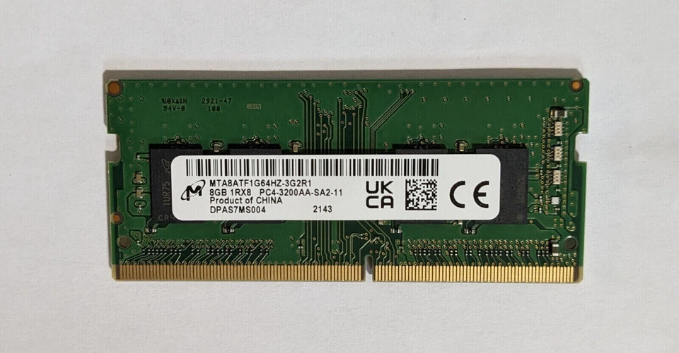 RAM MICRON 1X 8GB DDR4 3200MHz SODIMM PC4-25600-S 1.2V NOTEBOOK PC4-3200AA 16GB - Immagine 1 di 2