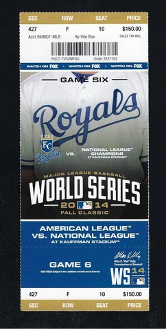 GAME #6 - 2014 WORLD SERIES SF GIANTS @ KC ROYALS FULL UNUSED BASEBALL TICKET Cover