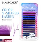 MASSCAKU 12Lines YY Shape Colored Volume Mink Fluffy Extensions Individual Lash