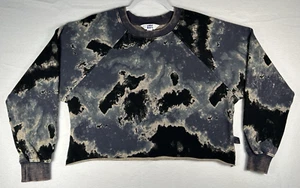Joy Lab Womens Blue Crew Neck Tie Dye Pullover Sweatshirt Cropped Size XS - Picture 1 of 24