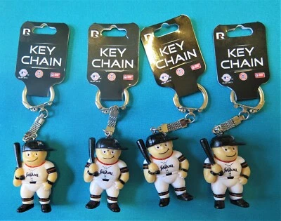 FOUR (4) MIAMI MARLINS PLASTIC, BASEBALL PLAYER KEY CHAINS FROM RICO INDUSTRIES - Image 1 of 2