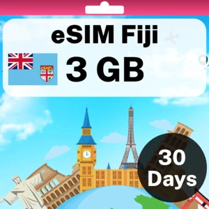 eSIM Fiji - 3 GB - 30 Days - Travel eSIM | QR code activation - Photo 1 sur 3