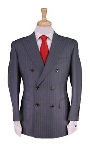 Paul Stuart Custom Made Gray Pinstripe 2-Btn Double Breasted Wool Suit 38S