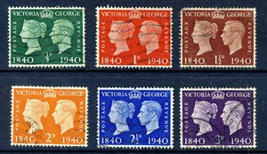 GB King George VI 1940 Stamp Centenary Set SG 479 to SG 484 VFU - Picture 1 of 2