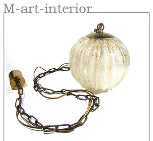 Murano Globe Glass 1 of 3 Ceiling Lamp Pendant by BAROVIER & TOSO Italy 1960s - Picture 1 of 9