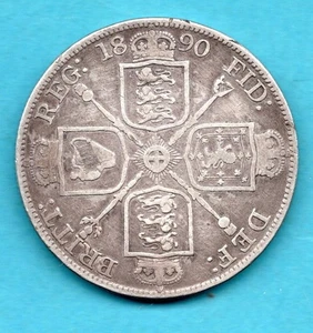 1890 DOUBLE FLORIN SILVER COIN. QUEEN VICTORIA JUBILEE HEAD. FOUR SHILLINGS. - Picture 1 of 2