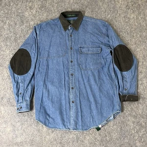 VTG Orvis Denim Sport Shirt Men’s Medium Elbow Patches Corduroy Hunting - Picture 1 of 7