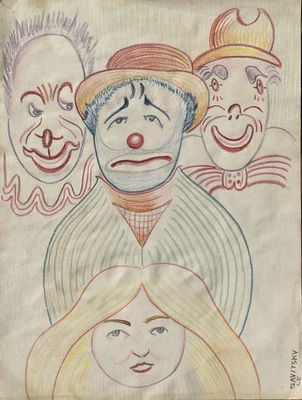 Jack Savitsky, Drawing of Clowns, 1965 - Image 1 of 4