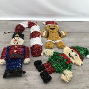 4 Decoraciones de Oropel Colgante de Navidad Bastón de Caramelo Cascanueces Pan de Jengibre Hombre Elfo - Imagen 1 de 6