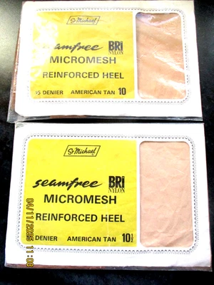 Vintage St Michael Seamfree Bri Nylon Stockings 1950s 10.5 & 10 American Tan   Y - Image 1 of 4
