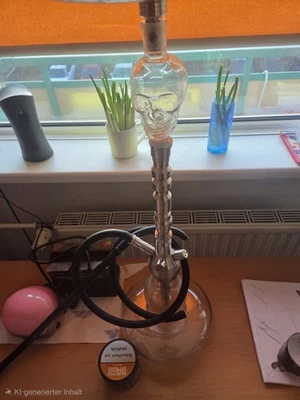 Dilaw Shisha Glas/Edelstahl ~ 80 cm hoch; Dazu Kohleanzünder +halbes Paket Kohle - Bild 1 von 4