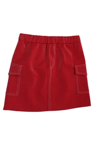 Mayoral Girls Elastic Waistband Side Pocket Faux Leather Skirt Red White Size 10 - Picture 1 of 4