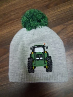 John Deere Tractor Pom Gorro Tejido Gorra Invierno Sombrero Niño Pequeño Verde. Foto 1 de 4
