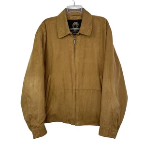 Weatherproof Tan Zip Jacket Faux Suede Soft Polyester Coat Men's Sz Large - Picture 1 of 17