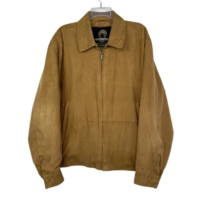 Weatherproof Tan Zip Jacket Faux Suede Soft Polyester Coat Men's Sz Large - Image 1 of 4